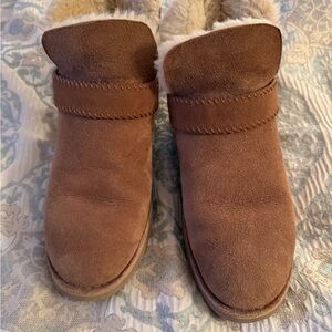 Ugg Brown Suede Ankle Boots with Fur Lining